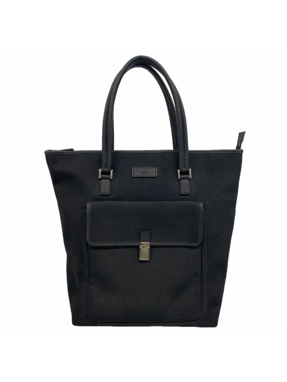 Gucci Tote Bag Canvas Black Silver